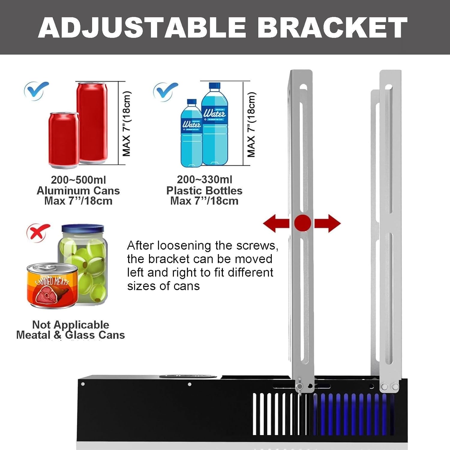 Electric Can Crusher with Adjustable Bracket, 6-16oz Aluminum Can Crusher, Plastic Bottles Smashers