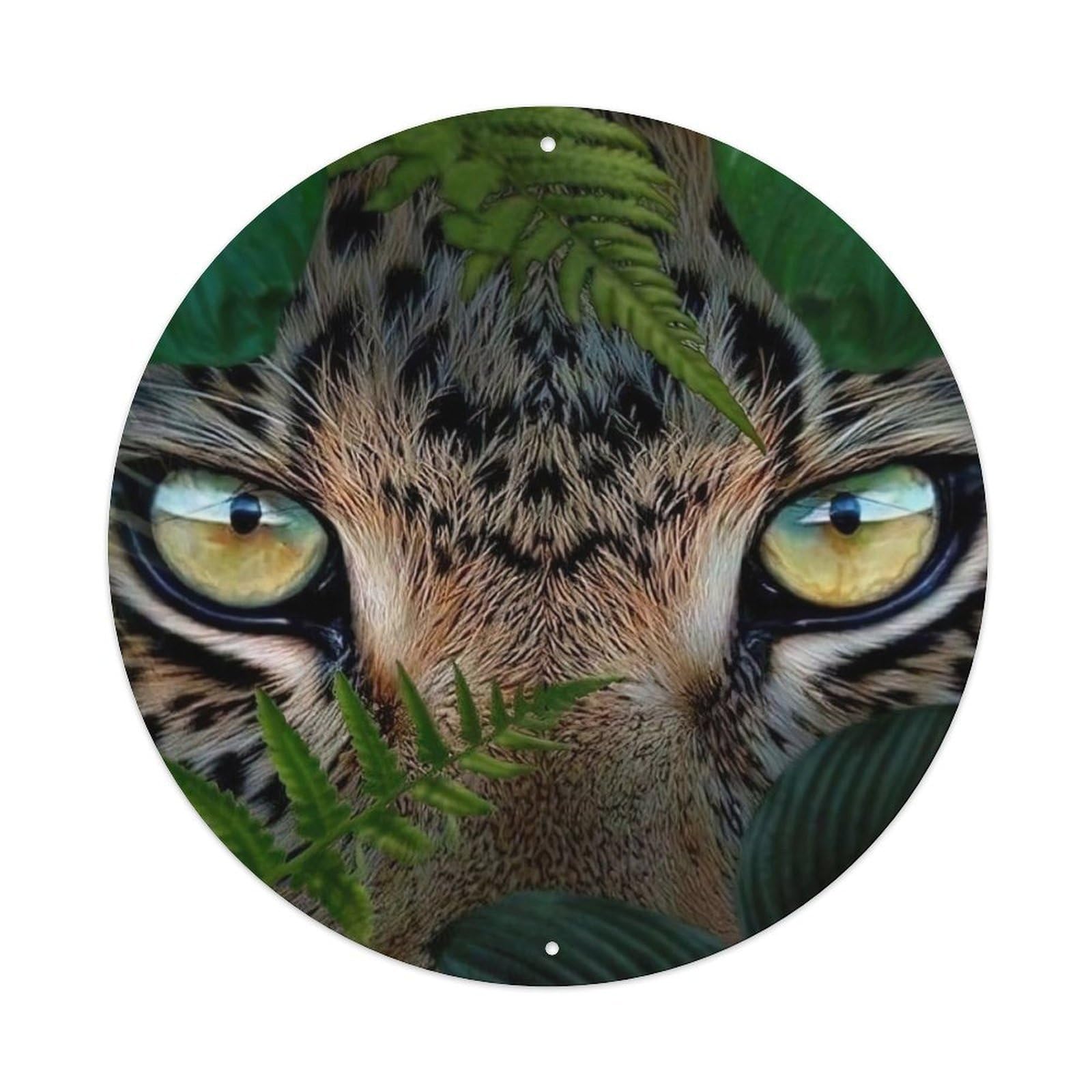 Leopard Jungle Foliage Wildlife Closeup Realistic Nature Vintage Metal Tin Sign Plaque Wall Decor for Cafe, Club Bar, Office, Garden Metal Poster 8x8Inch