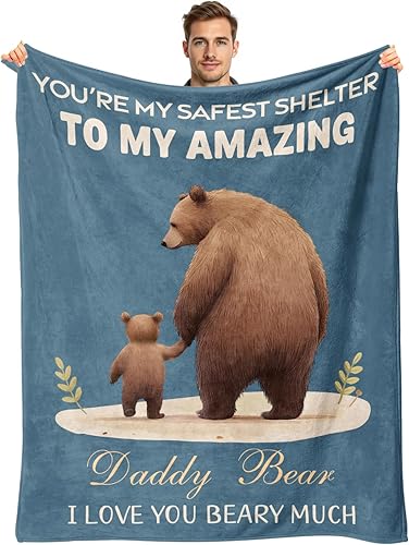 Regalos divertidos para papá, manta de oso con texto en inglés To My Amazing Daddy, regalos para papá de parte de hija e hijo en Navidad, Acción de