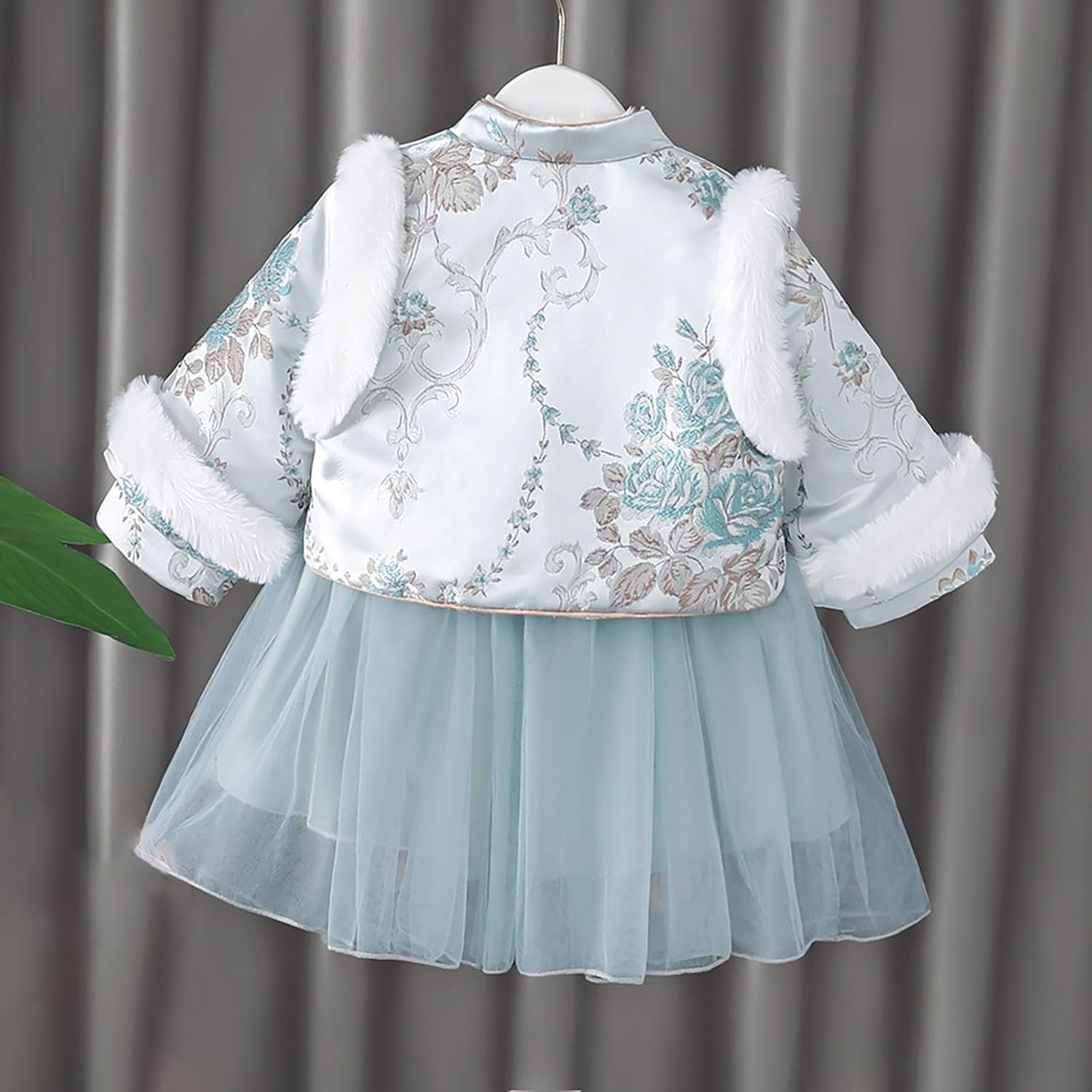 Newborn Baby Traditional Cheongsam Velvet Dress &Coat Outfits Chinese Calendar New Year Long Sleeve Clothing 2pc