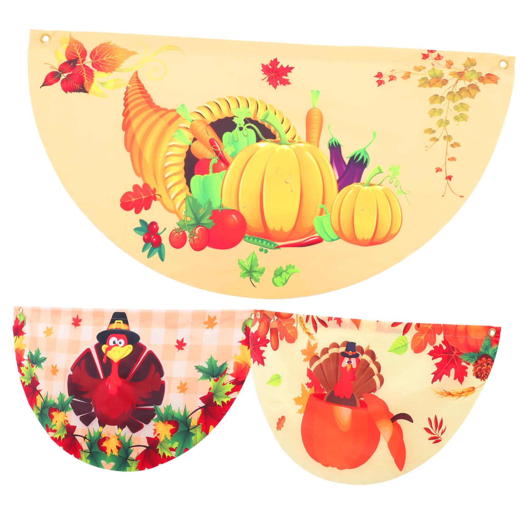 Banderoles de Thanksgiving pour jardin : drapeaux fan polyester automne 12 pièces