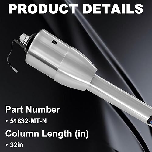 Miniatura 4 de UnayKolb Columna de dirección manual de inclinación acabada pulida de 32 pulgadas con adaptador de rueda de 9 orificios sin llave OE#51832-MT-N