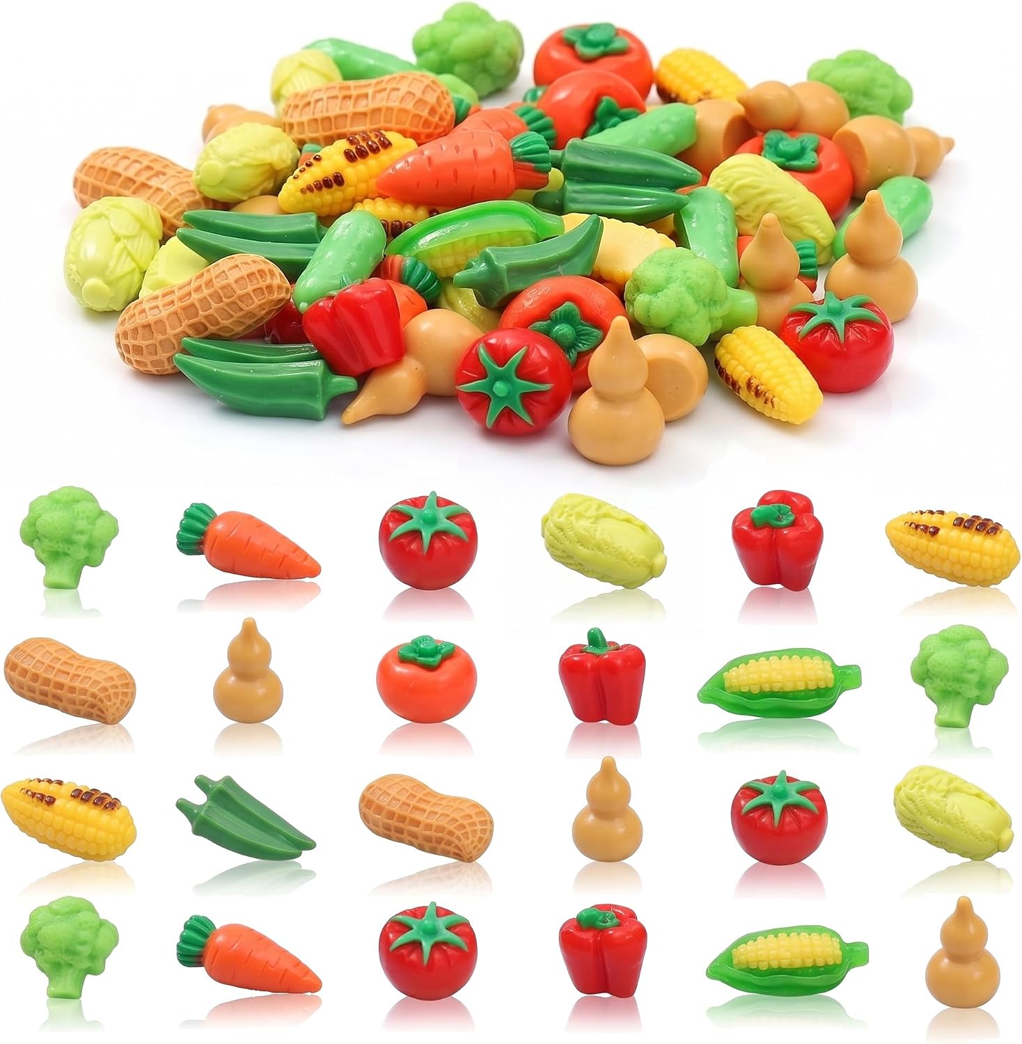 80 Pcs Mini Resin Vegetables Figurines Realistic Tiny Artificial Veggies