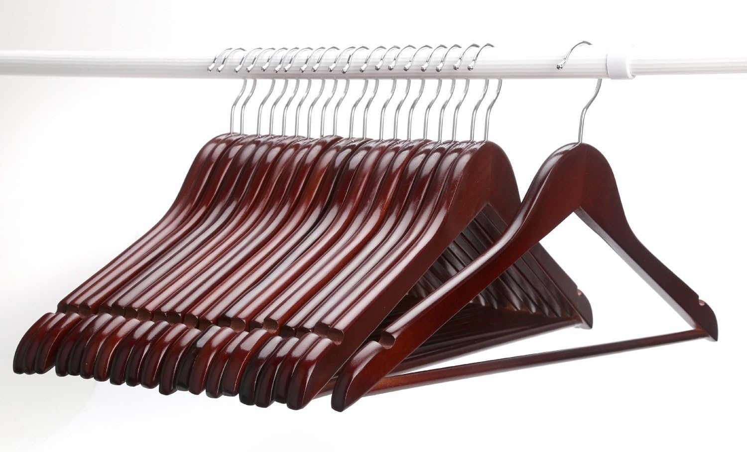 Wood Hangers , Multipurpose High-grade Solid Wood Suit Hangers,walnut Finish, Coat Hanger with Round Bar , 20-pack