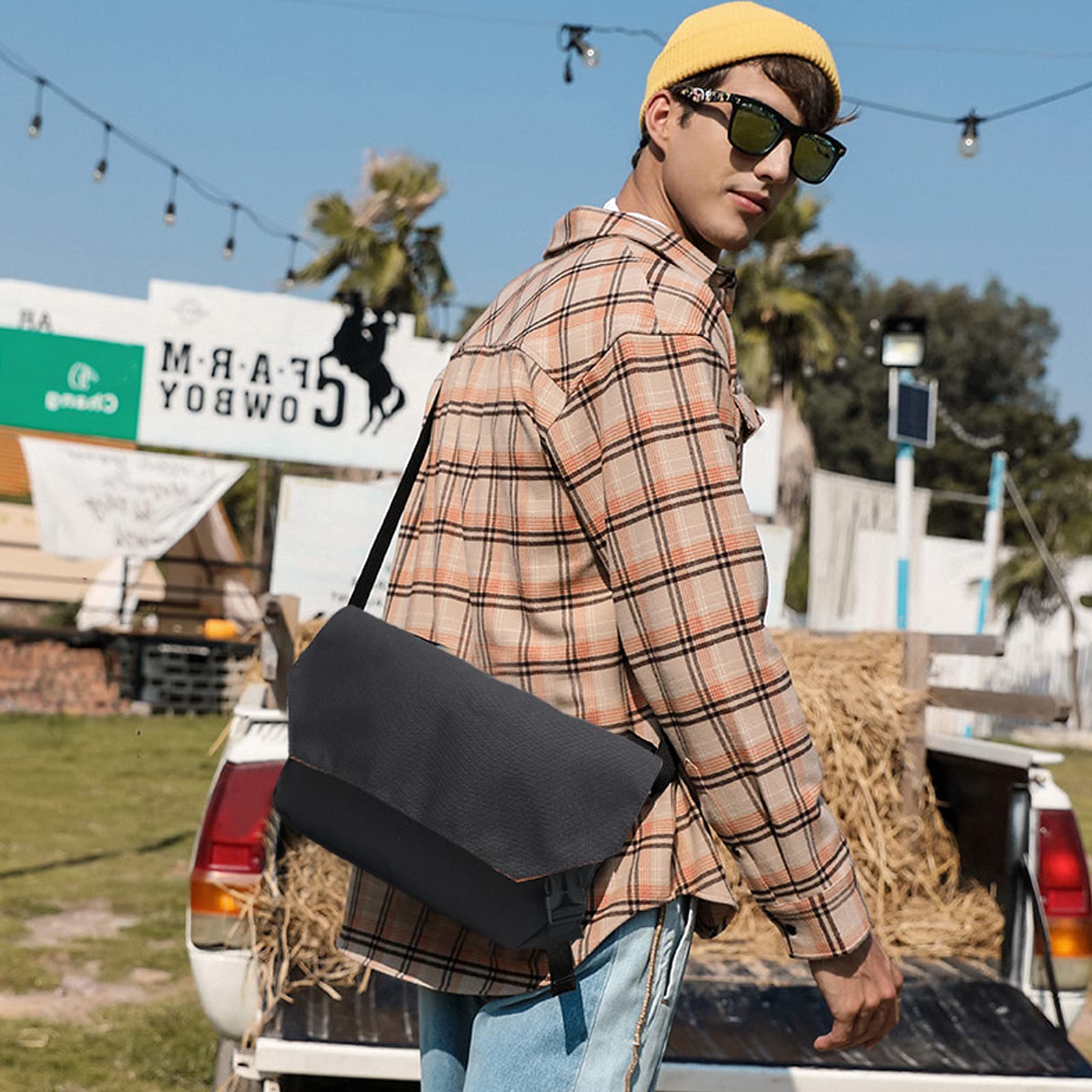 FANDARE Retro Bolso de Bandolera Bolsos de Hombro Hombre Bolso Cruzados Mujer Bolsa de Mensajero Bolsa de Hombro para Viaje Negocio Universidad Messenger Crossbody Bag