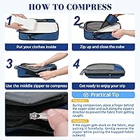 Vista 34 de BAGAIL 4 juegos/6 juegos/8 cubos de compresión para embalaje, accesorios de viaje, organizadores de embalaje expandibles (malla cuadrada, 06-beige)