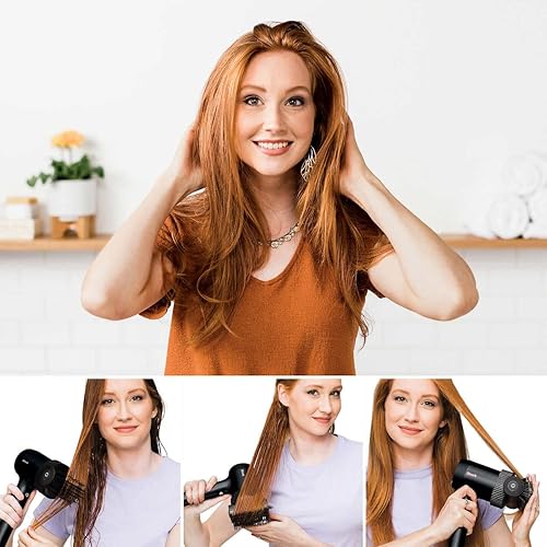 Miniatura 6 de SHARK HD125CO Secador de pelo HyperAIR de secado rápido con concentrador IQ 2 en 1, cepillo de peinado IQ y accesorios difusores definidores de