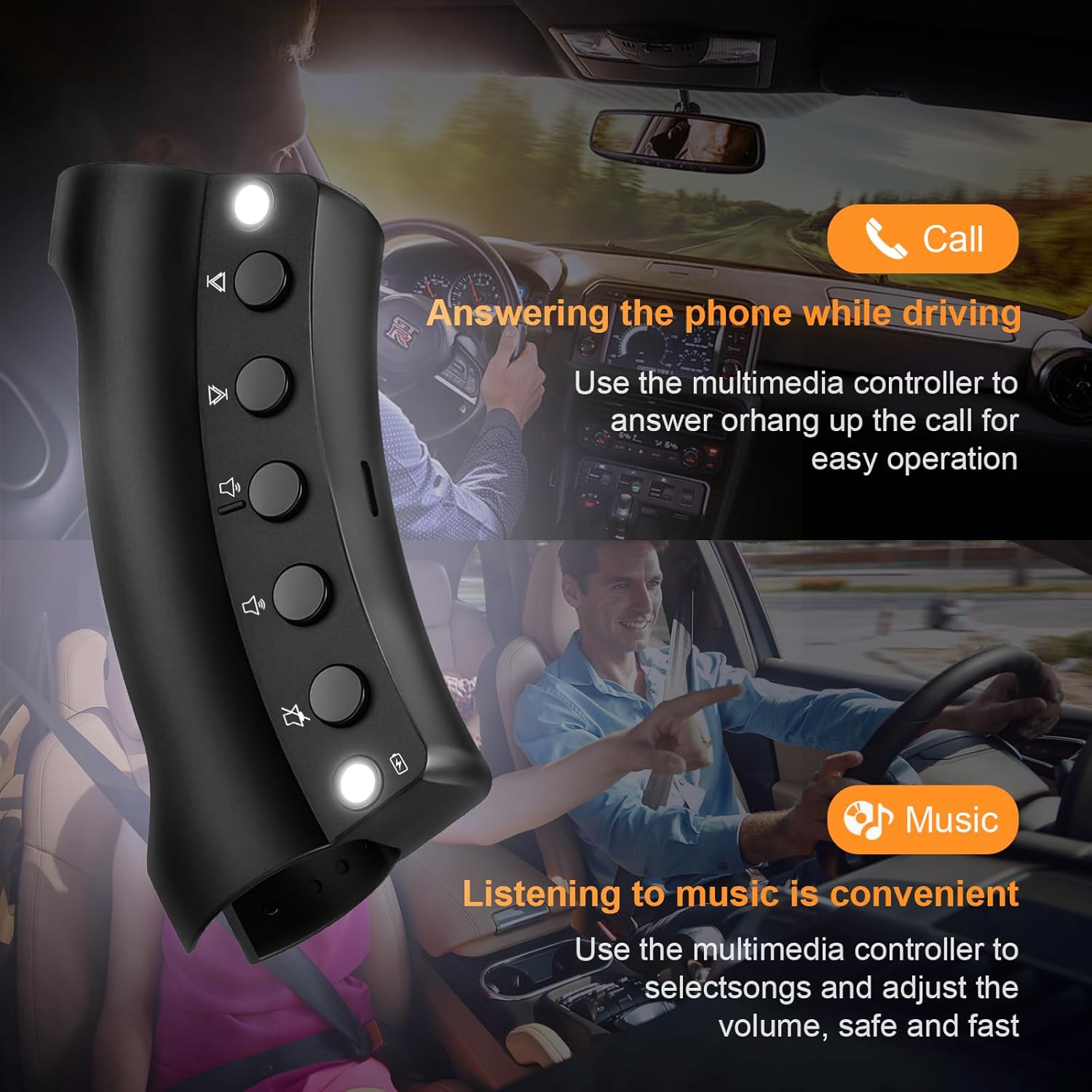 Wireless Steering Wheel Remote Control with Signal Indica for y-metdriving Portable car Stereo and Other Android car Stereo,with Low Battery Alert,Bluetooth Interface Function Control