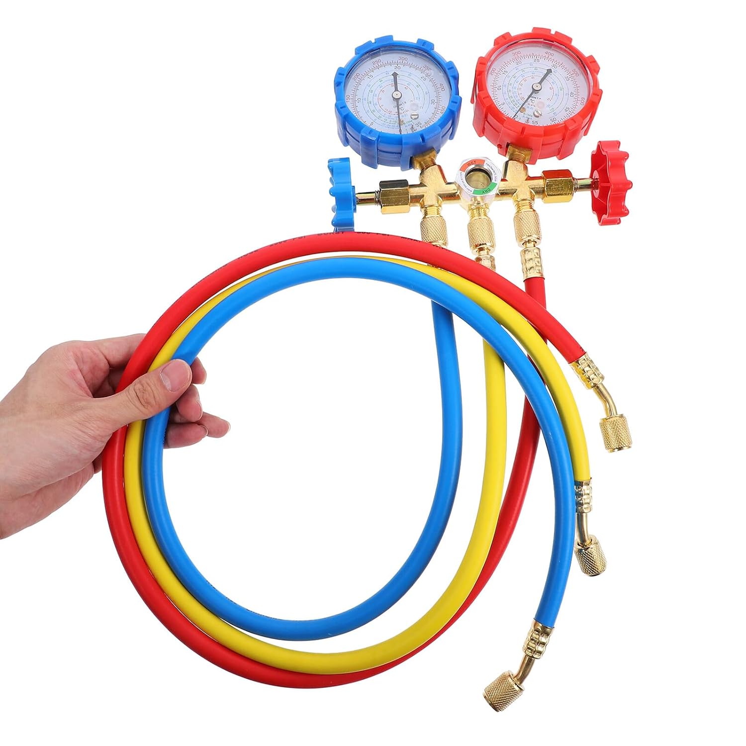 Ipetboom Car Air Conditioner Refrigerant Meter with Charging Hose Refrigerant Filling Tube for Automotive Ac System Air Conditioner Fluoride Gauge