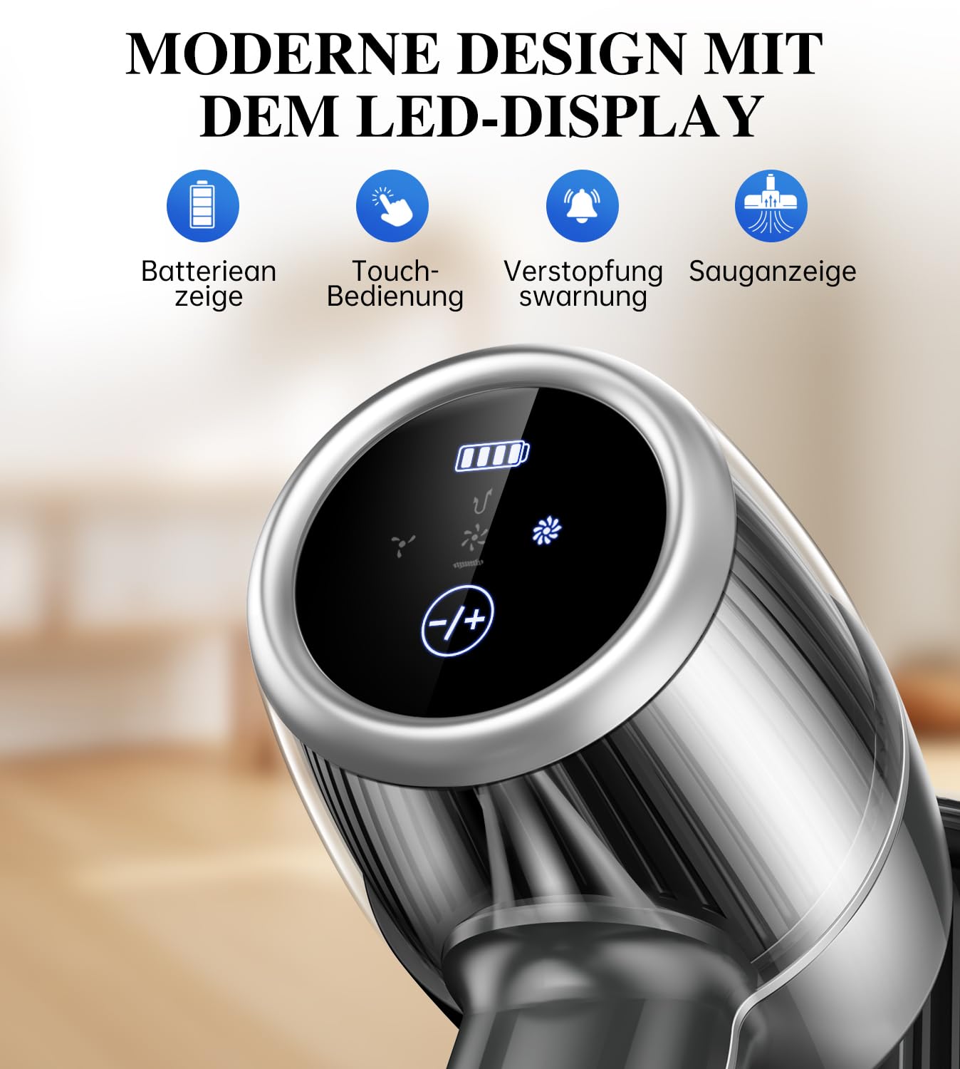 Akku Staubsauger Kabellos Akkustaubsauger Akkusauger - Kabelloser Stabstaubsauger Elektrische Sauger Kehrbesen mit Ladestation Cordless Vacuum Cleaner Für Tierhaare Teppich Beutellos Stielstaubsauger