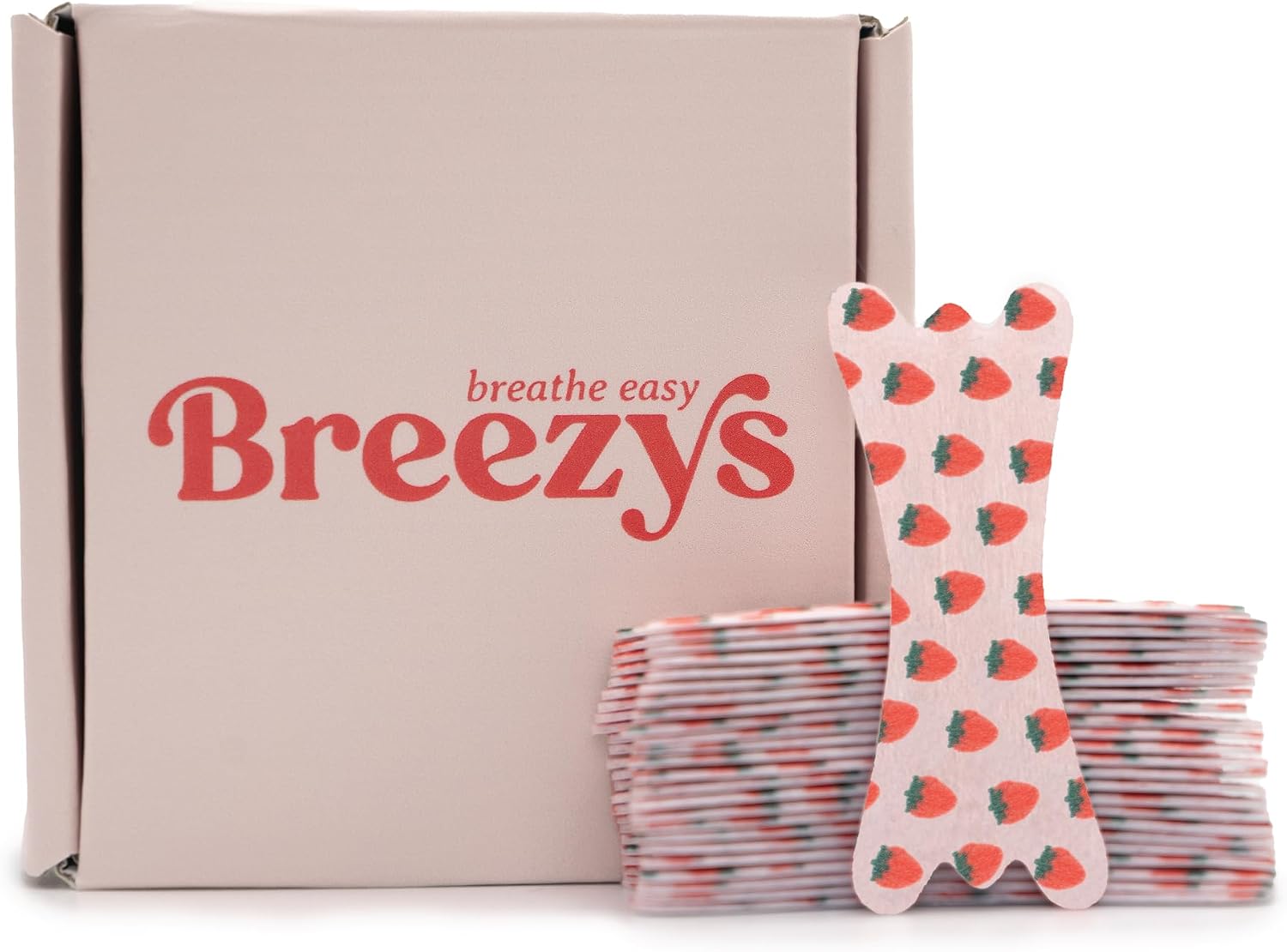 Breezys Nasal Strips | Cute Nose Breathing Tape for Better Sleep, Anti Snoring Solution, Nasal Congestion Relief - Extra Strength and Comfortable Universal Fit | 25 Ct (Strawberries and Cream)