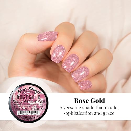 Miniatura 5 de Mia Secret Colección de polvos acrílicos de colores para arte de uñas, oro rosa, 6 unidades