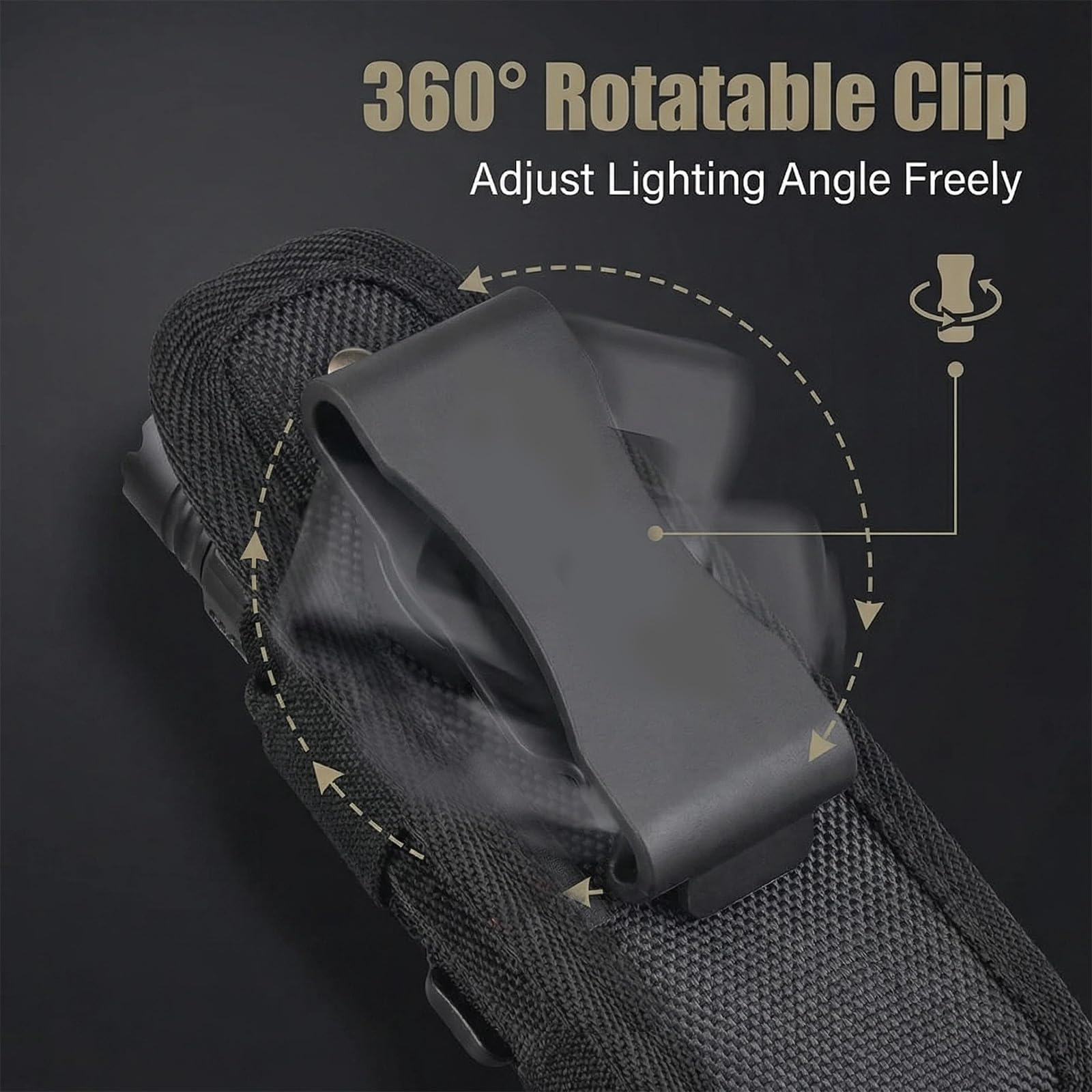 2pcs Étui de Lampe Torche en Nylon Élastique avec Clip de Ceinture Pivotant à 360 Degrés - Accessoire Pratique pour Randonnée et Activités Extérieures