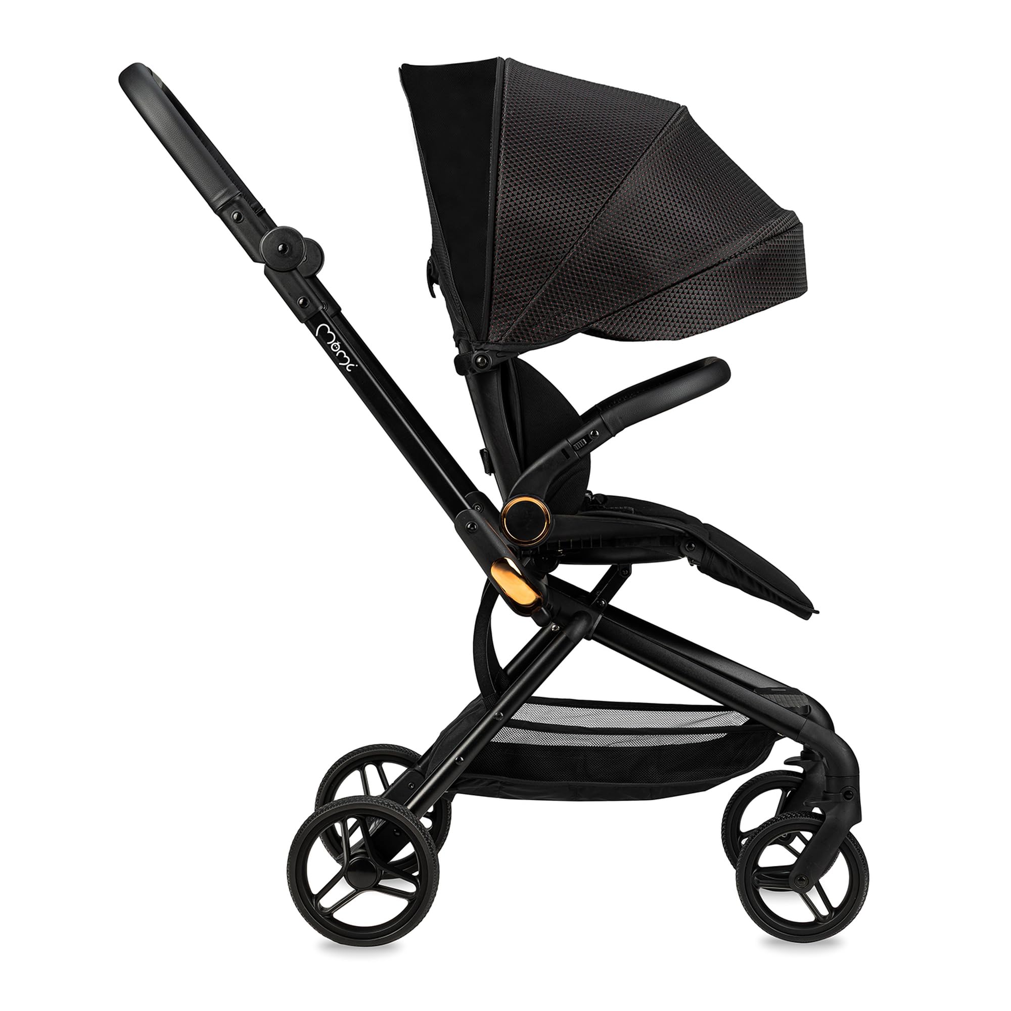 Silla de paseo MoMi ADELLE para niños a partir de 6 meses (hasta 22 kg), silla de paseo plegable con asiento de 360° y arnés de 5 puntos, cesta de la compra y asa para transportarla plegada