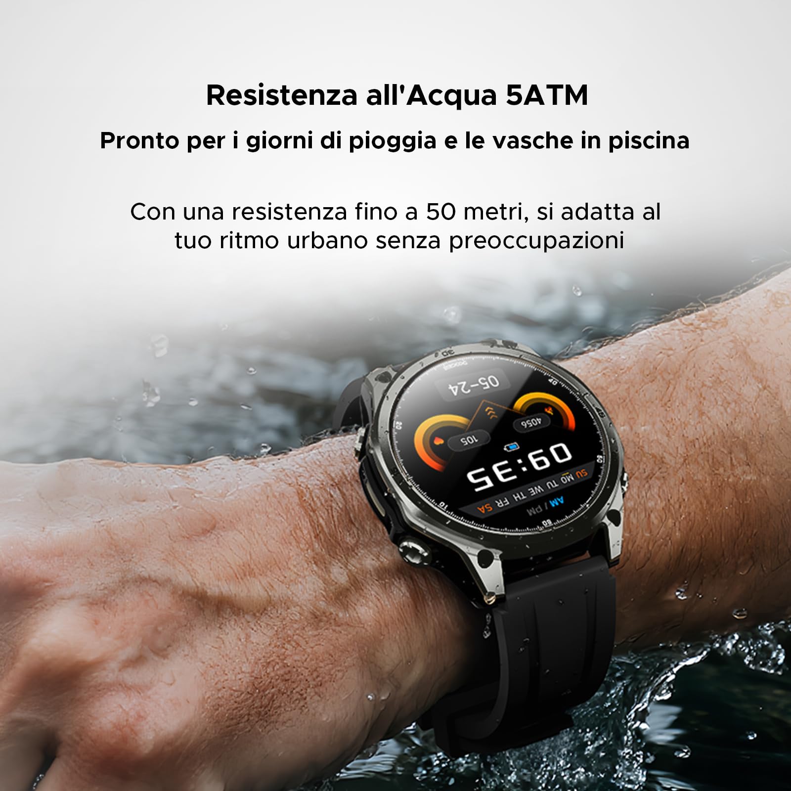 DOOGEE Anywise W1 Orologio Smartwatch Uomo,GPS Dual-Band Integrato,5ATM Impermeabile Militare Smart Watch,1.43" AMOLED Fitness Tracker Per Android iOS,170+Sports Modes,Answer/Make Call/18 Days Battery
