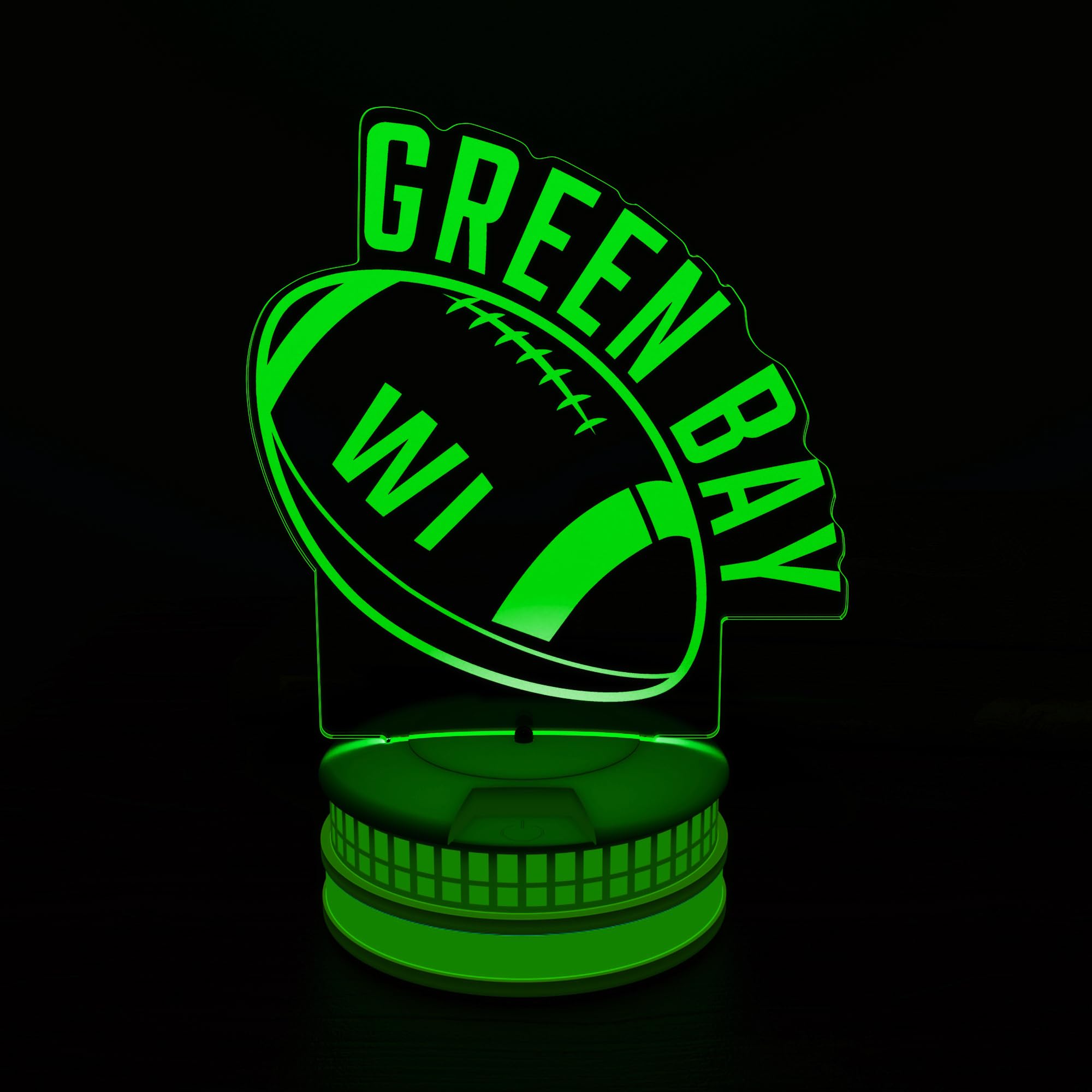 CLORURBANLIVE 3D Football Green Bay Night Light 3D Illusion Lamp with Remote Control 16 Color Options Sports Decor Lighting for Fans - Multicoloured OneSize