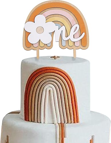 Decoración de madera con temática bohemia para tartas  Decoración retro para cupcakes de postre con margaritas y flores, decoración de postre para