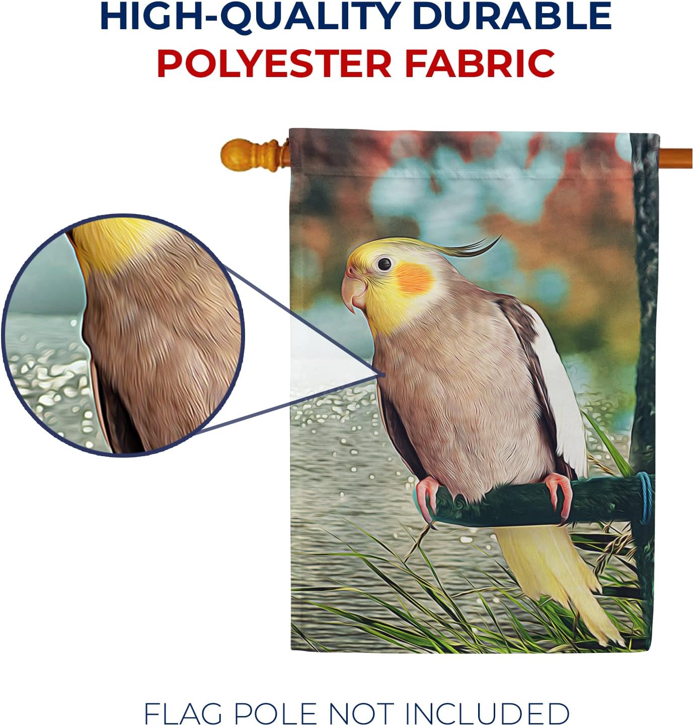 America Forever Spring Bird House Flag 28 x 40 inches Double Sided Hello, Lake, Nature, Positive Vibes - Seasonal Yard Lawn Outdoor Decorative Yellow Cockatiel Flag