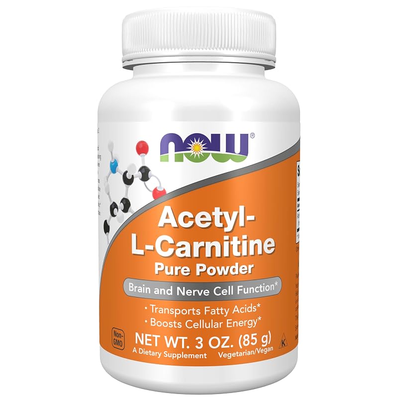 NOW Suplemento de Acetil-L-Carnitina em Pó 1.240 mg, 84 g