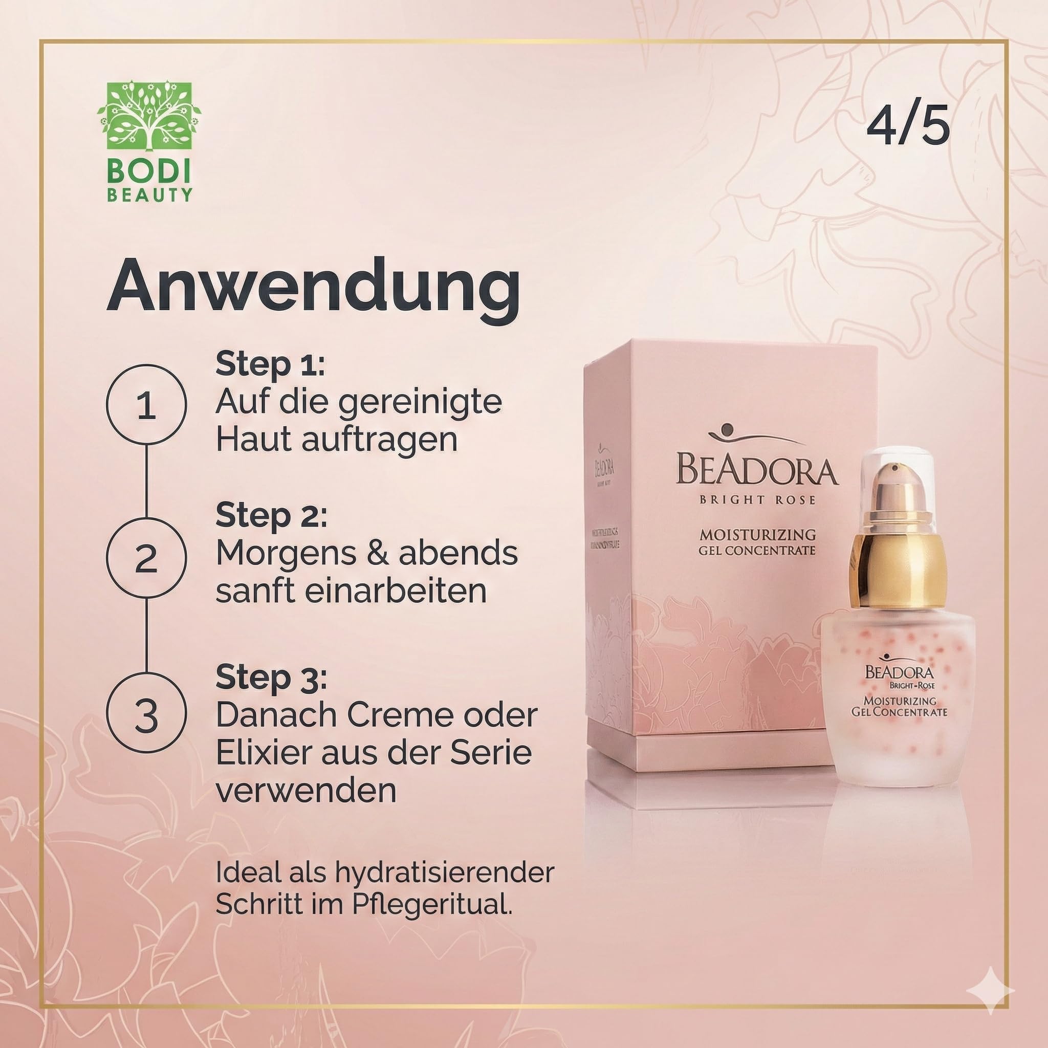 BeAdora Rose Gel-Konzentrat 30 ml mit Rosenöl & Hyaluronsäure