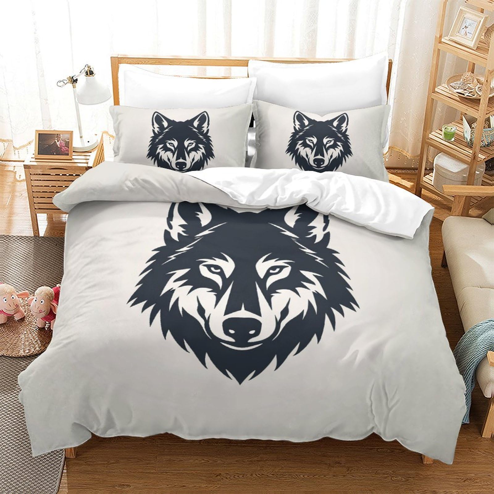 Ensemble de literie loup 200x200 pour créer un cocon de douceur en hiver