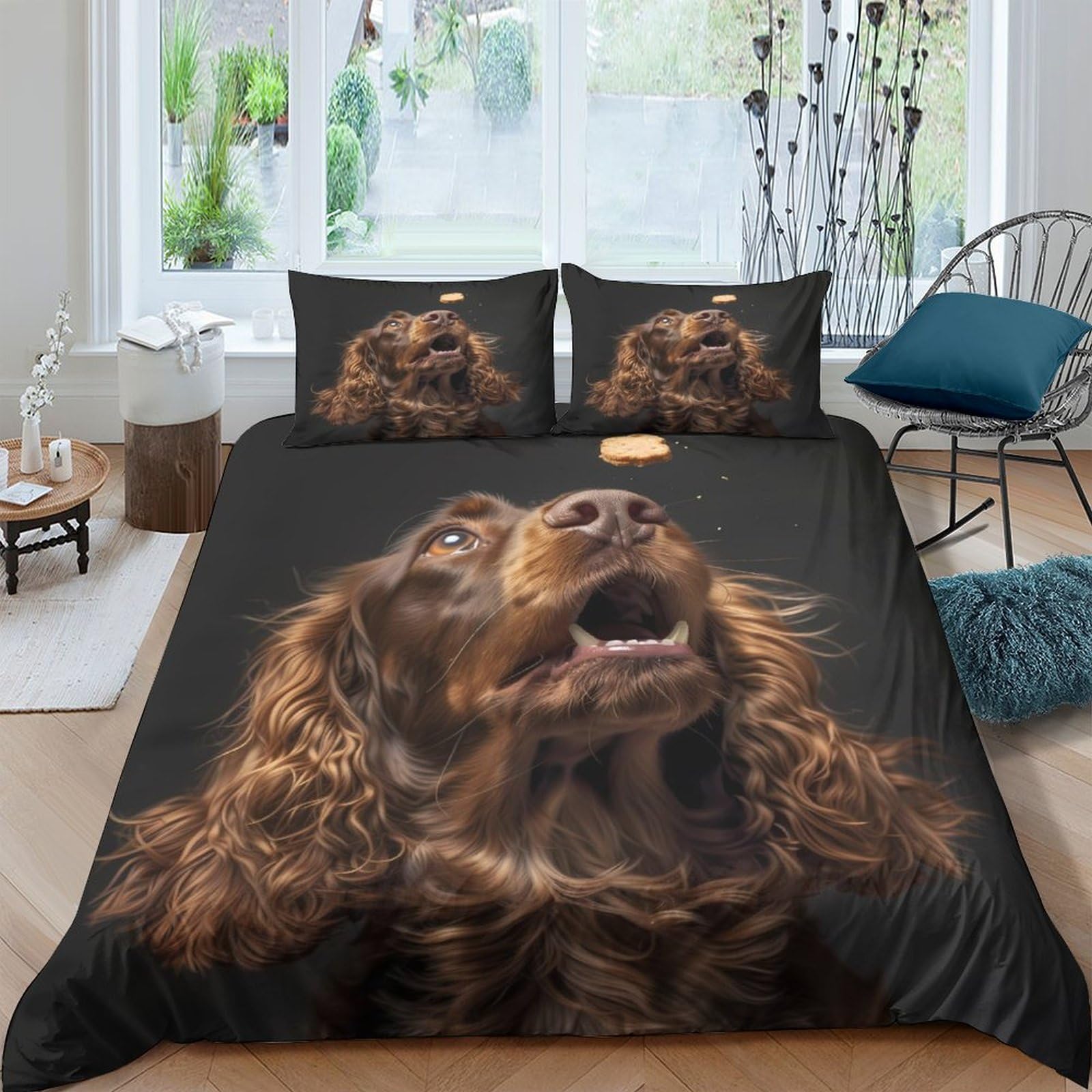 Ctjqhvkz Style-2 3D Printed Brown Dog Portrait Fitted Sheet Microfiber Anti-Slip Bed Cover For Bedroom Guest Room Easy Care Single（135X200cm）