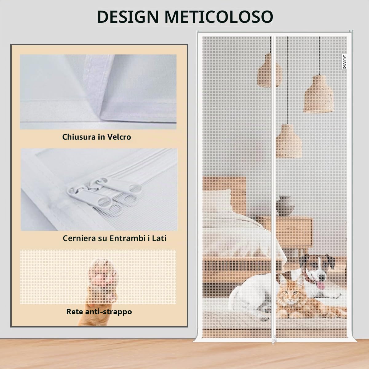 Gatto personalizzato schermo porta fai da te rinforzato Maglia Cerniera creen porta animali domestici prova schermo prevenire Pet Escape porte tende