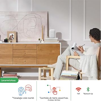 Google Audio Bluetooth Speaker - Wireless Music Streaming, Powerful Sound, Assistant Built-in, Wi-Fi & Bluetooth Connection, Smart Home Control, Stereo Pairing - Chalk