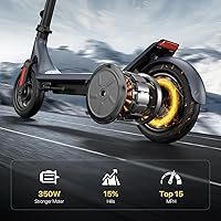 Vista 4 de MEGAWHEELS Patinete eléctrico, scooter eléctrico para adultos, neumáticos de 10 pulgadas, motor de 350 W, rango de 19 millas, scooter E con control