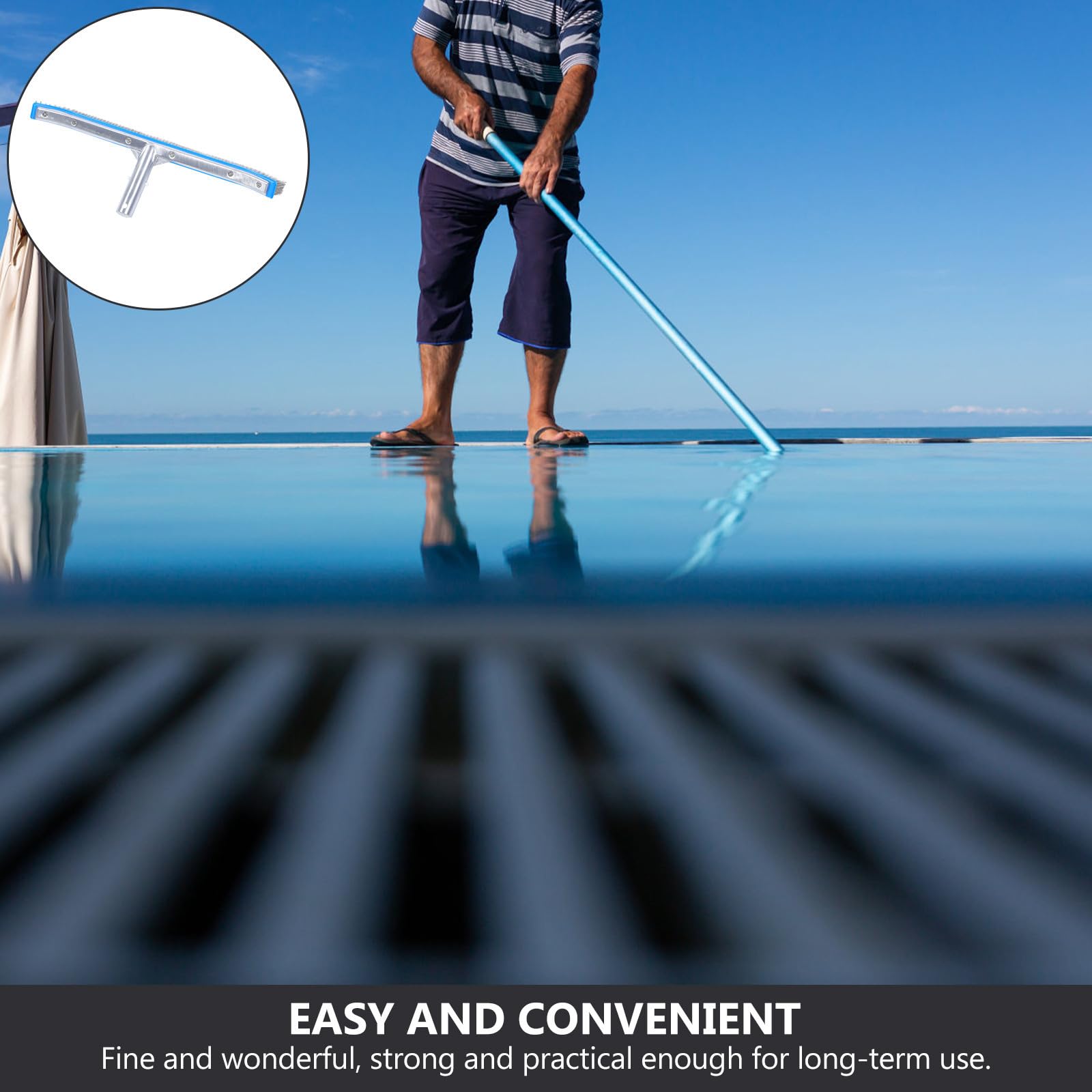 Sommerferien Poolreinigungsbürste Stahldrahtbürstenkopf aus Aluminiumlegierung und Stahl für Effiziente Reinigung im Garten und Schwimmbad