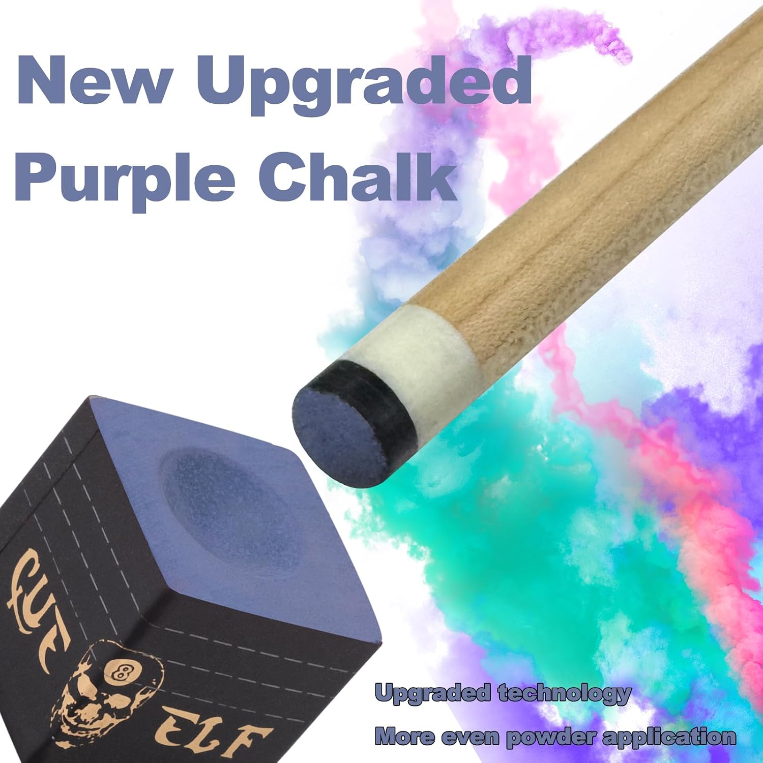 CUEELF Cube Pool Cue Chalk Technology Billiard Pool Stick Chalk for Professional Low Deflection, Durable, Reduces Miscues-1pc image 2