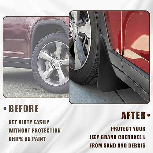 Miniatura 5 de Muslogy Protectores de barro para Grand Cherokee 2023 2022, protector contra salpicaduras delantero y trasero, no requiere perforaciones, compatible