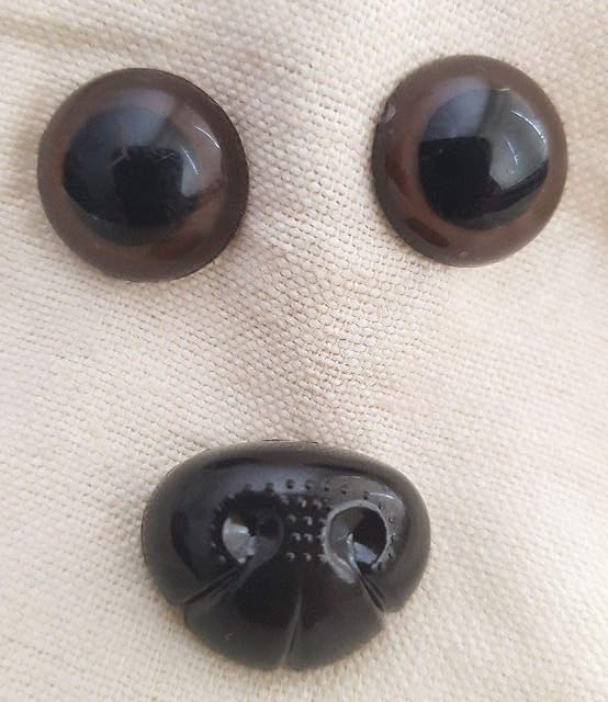Trucraft Medium Set Brown Safety Eyes and Nose for Teddy Bear Dog Cat Animal Stuffed Toys