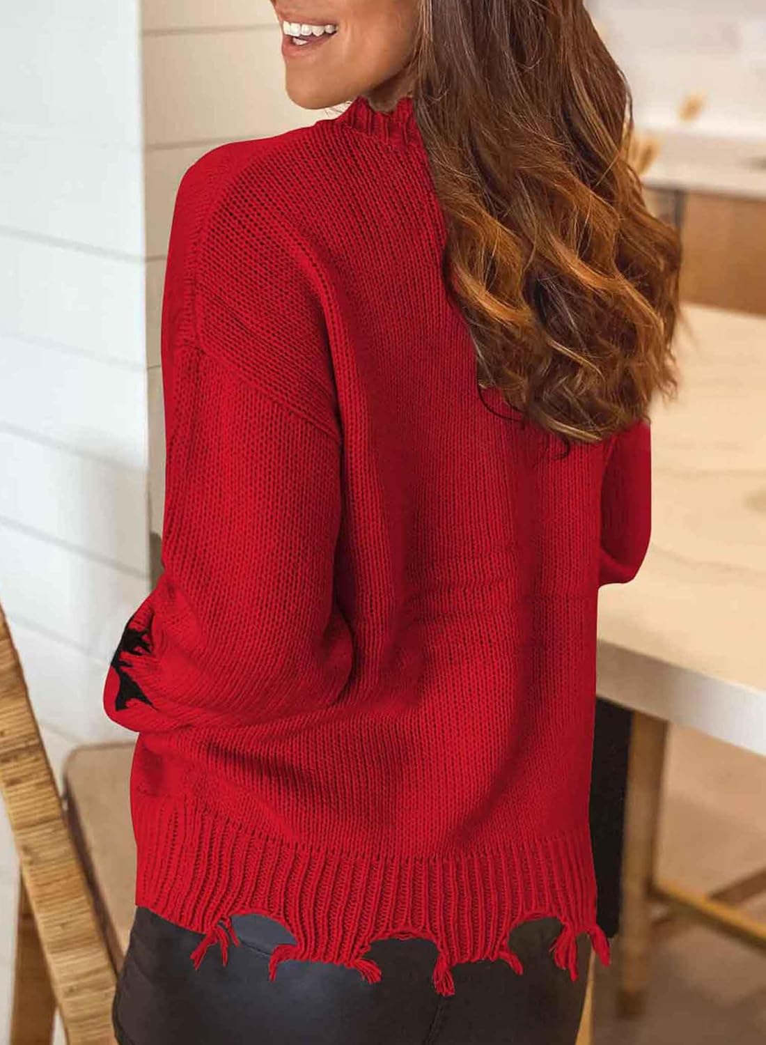 Women Sweater Fall Star Pullover Long Sleeve Crewneck Casual Cute Sweaters Tops - Image 4