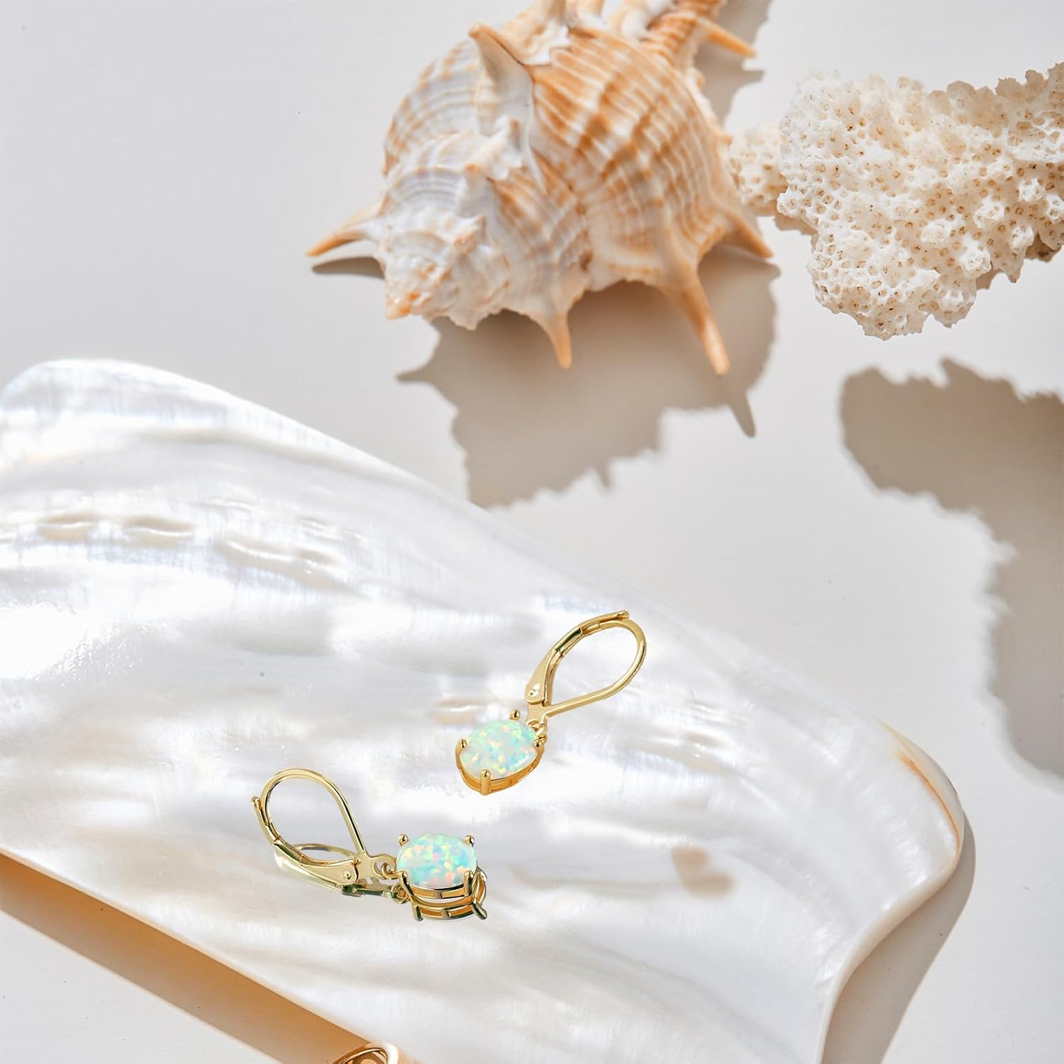 GEMSME White Gold Plated Teardrop Opal Dangle Earrings For Women - Image 5