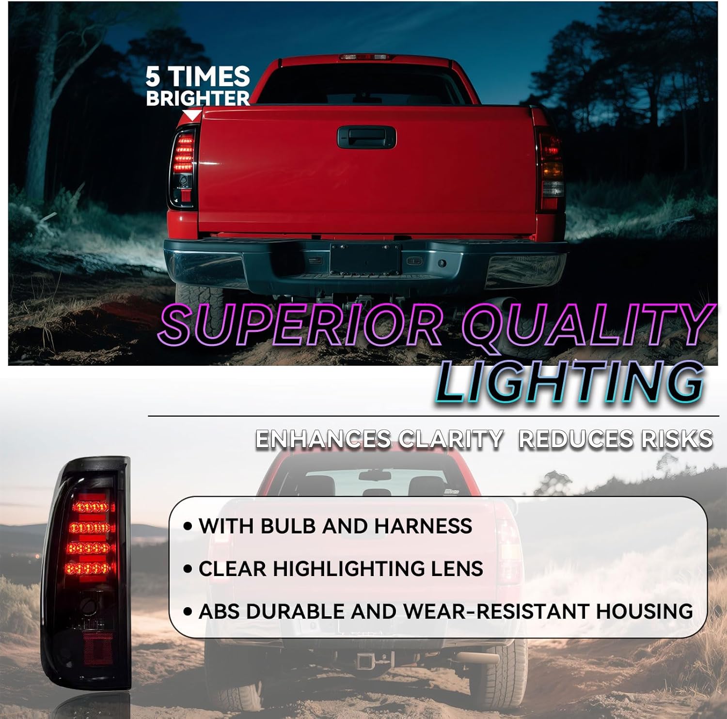 Tail Lights for Chevy Silverado 1500 2500(03-06), 1500 Classic & 1500 2500 HD Classic 07, Silverado 3500(04-06), for GMC Sierra 1500 2500 3500 & 1500 2500 HD(04-06),Classic 07.