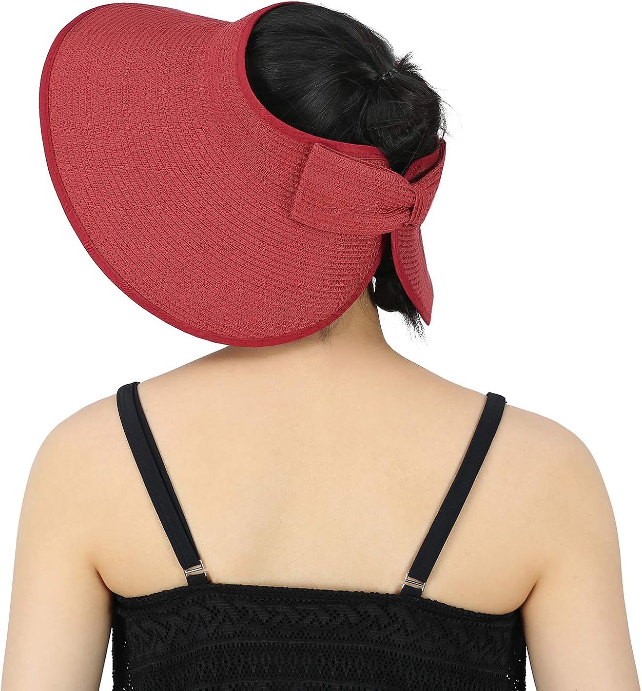HDE Sun Visor for Women Roll Up Ponytail Hat Packable Beach Straw Visor Sun Hats