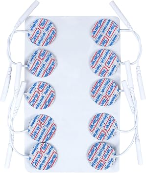 TensCare 1" Circular TENS Unit Replacement Pads, 1 Pack of 10 Reusable Latex-Free 2mm Pin Electrode Pads for TENS, EMS, Microcurrent & IFT Ideal for Small Areas, Hands & Face