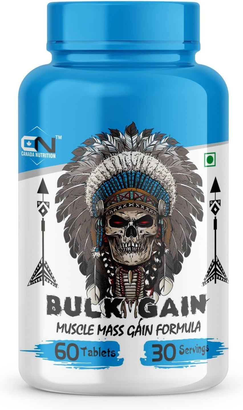 Canada Nutrition Bulk Gain Mass & Weight Gainer Capsule for Fast Weight & Muscle Gain, Daily Muscle Building Weight Lifters Supplement for Muscle Growth, Stamina & Strength, For Men & Women- 60 Cap.