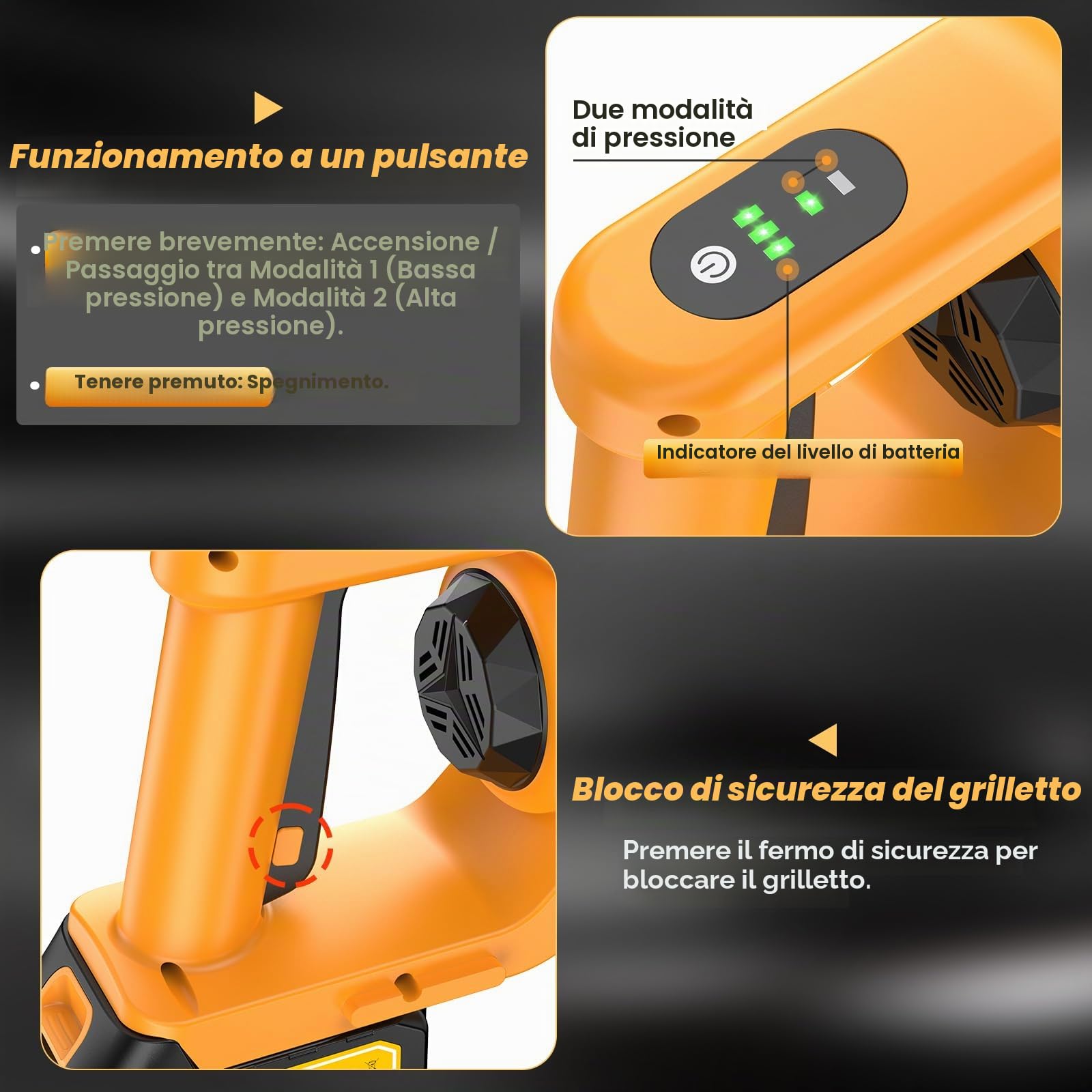 Idropulitrice a Batteria, Idropulitrice Portatile con 2 batterie da 4000 mAh, Ugello 6 in 1 e Controllo Pressione Regolabile,Agganciabile al Rubinetto, con Valigia per Giardino, Auto e Pulizie Esterne