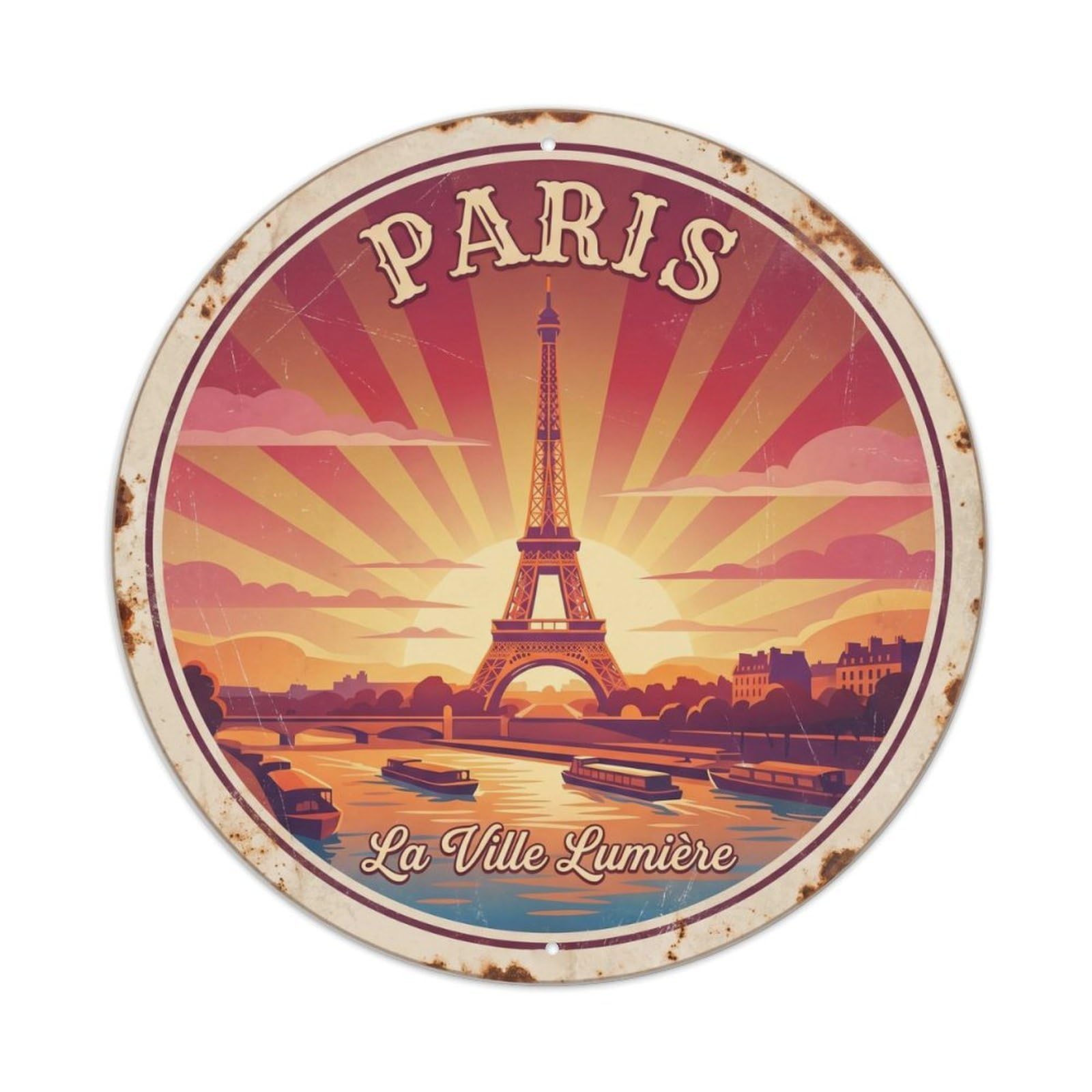 Vintage Travel Parisian Eiffel Landmark 1 Metal Tin Sign
