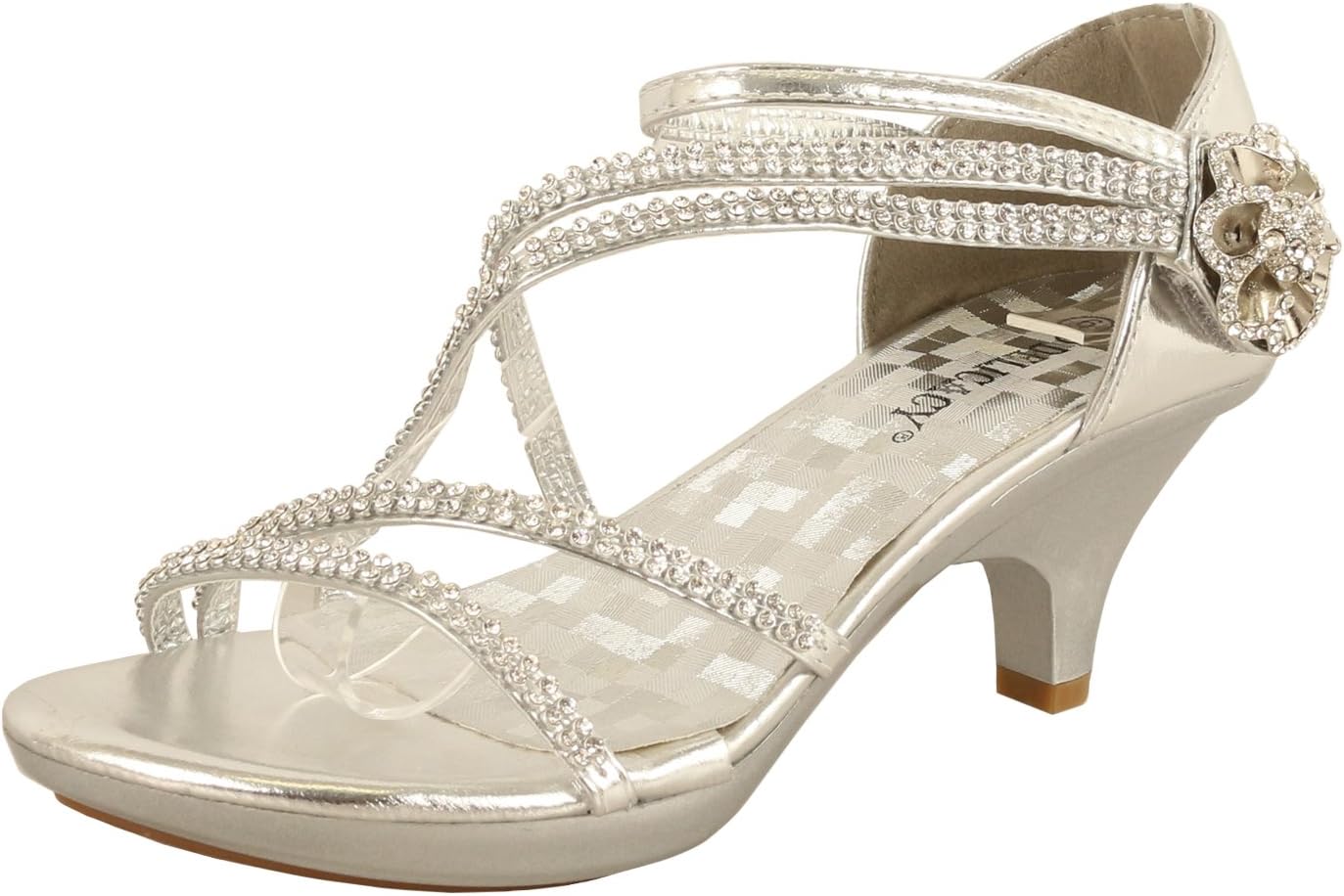Delicacy JJF Shoes -62 Womens Strappy Rhinestone Dress Sandal Low Heel