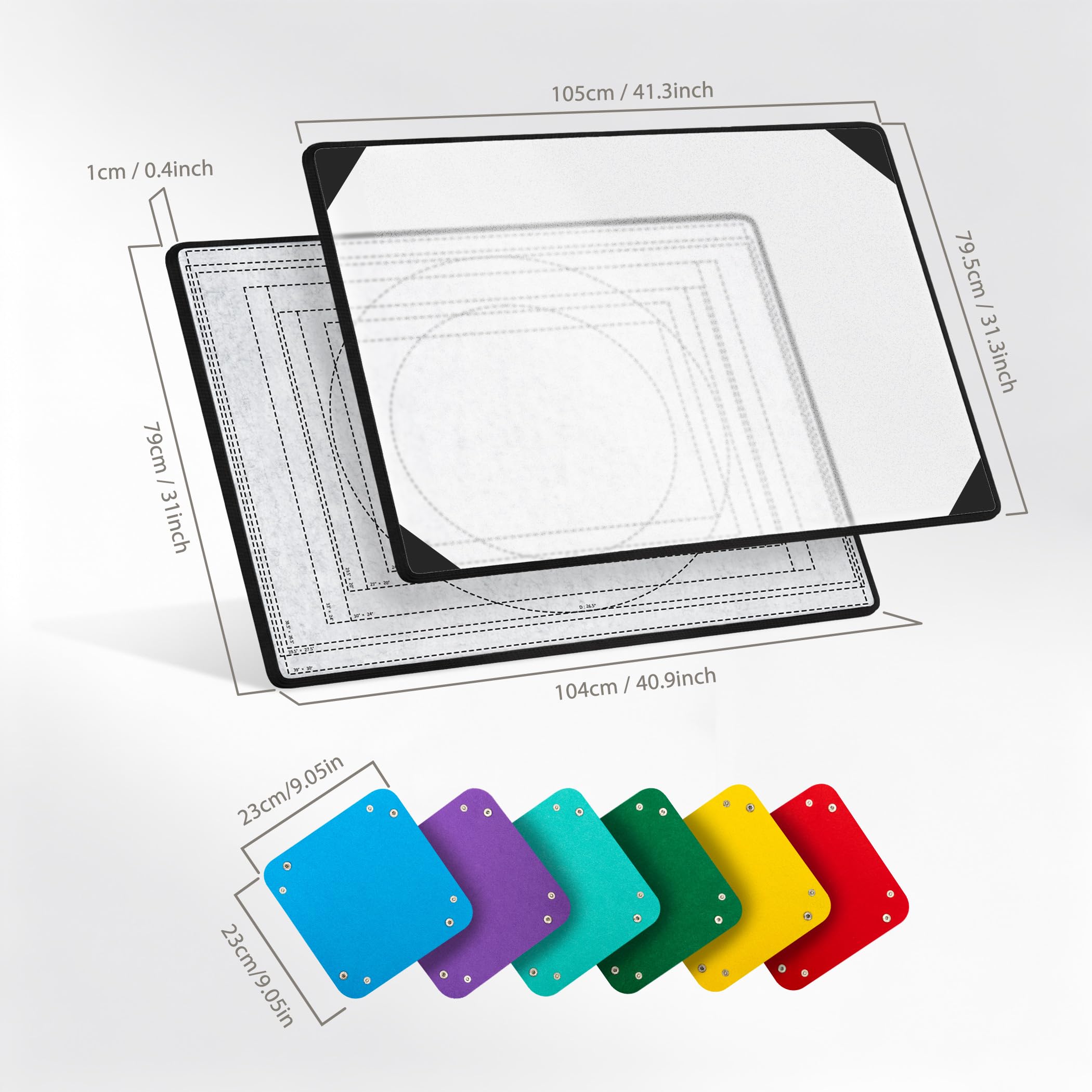 Becko US Planche de puzzle pliable avec 6 plateaux colorés et housse, table de puzzle portable et légère, tapis en feutre avec lignes auxiliaires pour le rangement des puzzles, pour puzzles de 2000