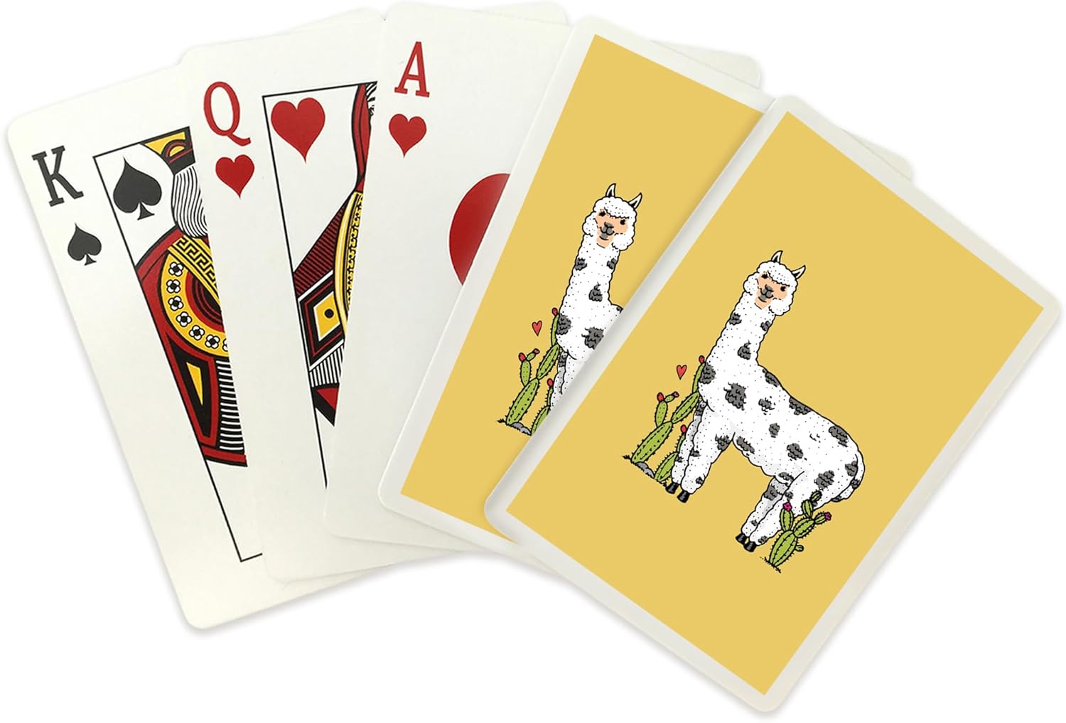 Lantern Press Spotted Alpaca and Heart Doodle Artwork, 52 Playing Cards for Adults, Poker Size Card Deck