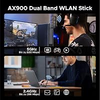 UGREEN 2 az 1-ben WiFi 6 AX900 USB Adapter Bluetooth 5.4, Dual Band 2.4G/5GHz WLAN Stick 6dBi Antennával Windows 11/10 PC-hez 3
