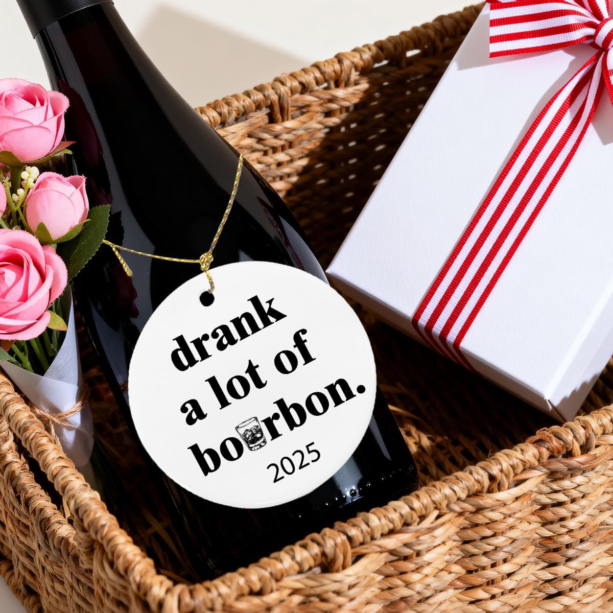 バーボン クリスマス オーナメント 装飾 ワイン ウイスキー ギフト レディース メンズ ドリンク バーボン セラミック オーナメン