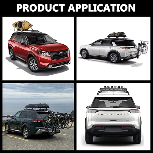 Miniatura 7 de RAXUSA Barras transversales para portaequipajes Nissa-n Pathfinder 2022 con rieles de techo elevados de fábrica, caja de carga, portaesquís, kayak,