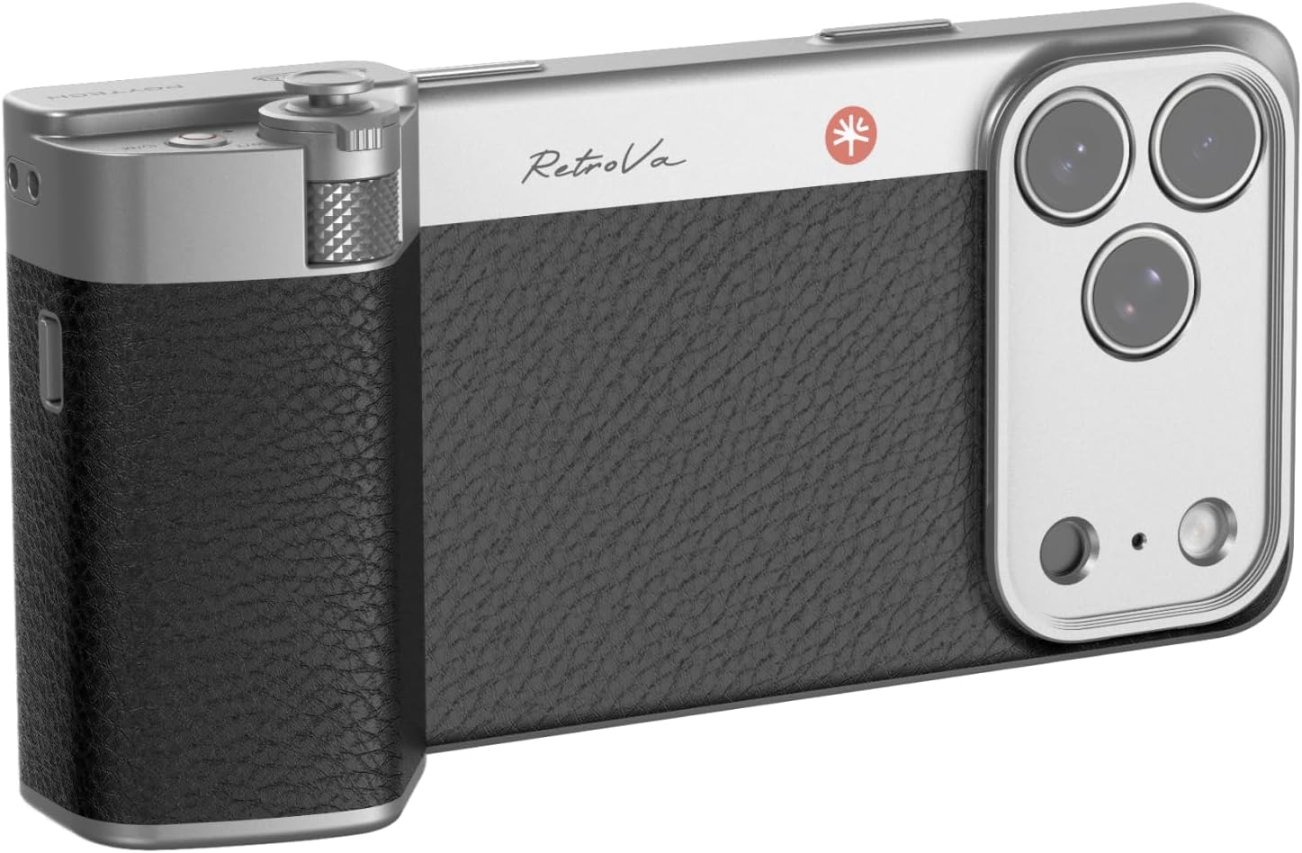 PGYTECH RetroVa Grip Kit for iPhone 17 Pro Max, Vintage Leather-Style Phone Case with Camera Grip, External microSD Recording, Bluetooth Remote Control for Photography/Vlogging/Travel