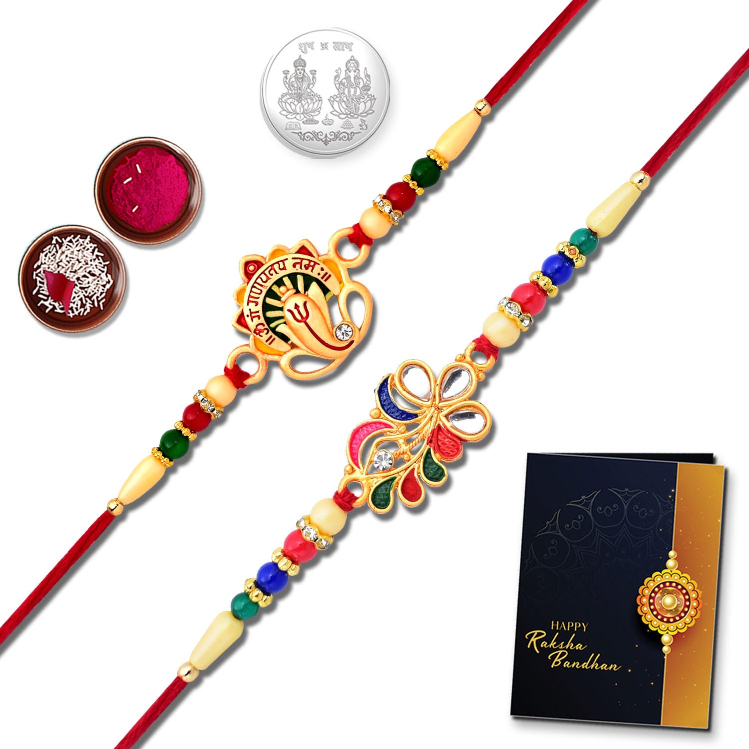 oblivion Rakhi Combo (K2_557+701) Rakhi with Pooja Coin & Rakhi Greeting Card | bhai bhabhi rakhi set | rakhi for brother and bhabhi | rakhi cards | lumba rakhi for bhabhi-picture-45