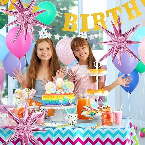 Miniatura 3 de Globos de Mylar de papel de aluminio con forma de estrella, decoraciones de fiesta, 6 unidades, globos de estrella de explosión con punta de cono